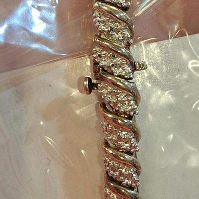 sterling silver bracelet with rhinestone accents- gold tone