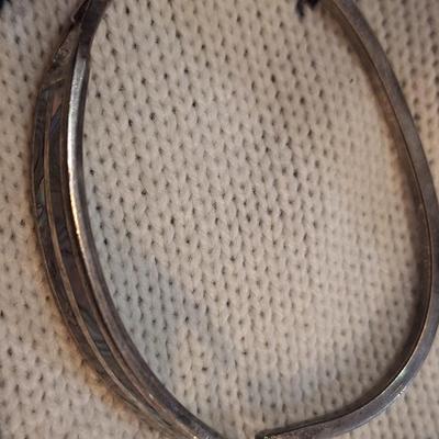 vintage Mexican silver and abalone shell hinged panel bracelet