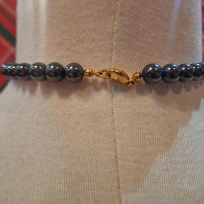 Black hematite bead necklace