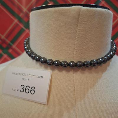 Black hematite bead necklace