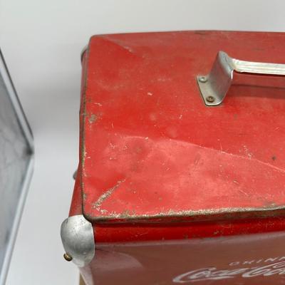 Vintage Coca-Cola Metal Ice Chest Cooler – Red Drink Coke Advertising