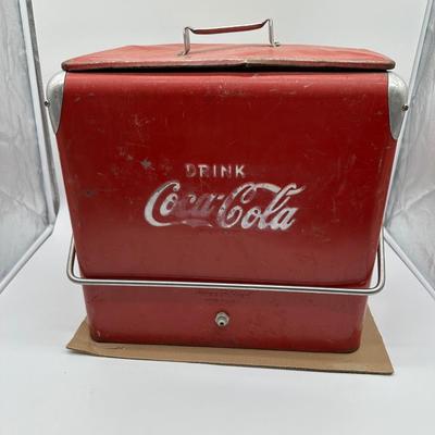 Vintage Coca-Cola Metal Ice Chest Cooler – Red Drink Coke Advertising