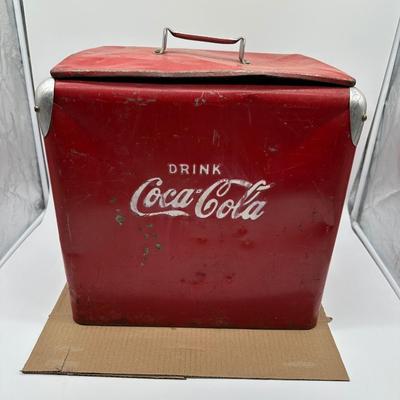 Vintage Coca-Cola Metal Ice Chest Cooler – Red Drink Coke Advertising