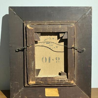 1869 Antique Oil Portrait Painting by F. Finck – Victorian Gentleman Ancestor in Original Frame