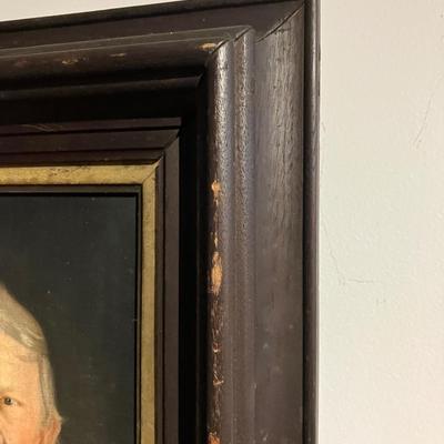1869 Antique Oil Portrait Painting by F. Finck – Victorian Gentleman Ancestor in Original Frame