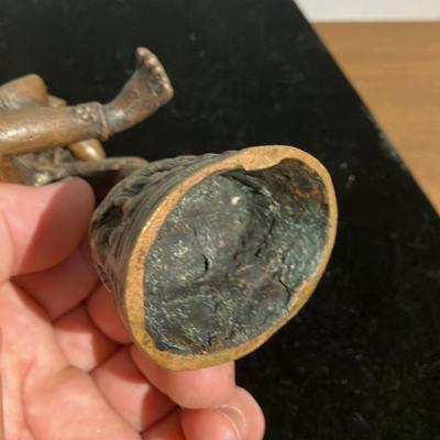 Antique Bronze Dancing Saraswati Statue - Hindu Goddess Playing Veena - 6" Tall