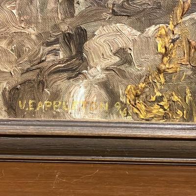 V. E. Appleton signed Serene River Bend – Vintage Impressionist Oil Painting