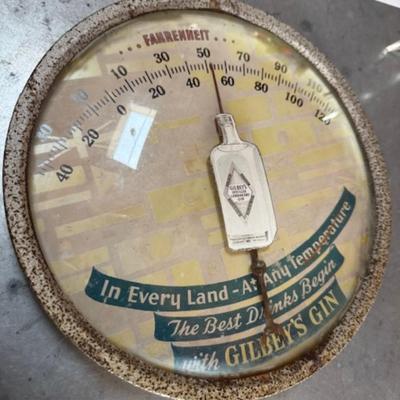 VINTAGE GILBEY'S GIN ADVERTISING THERMOMETER