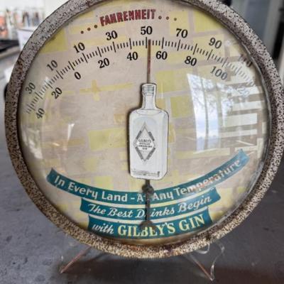 VINTAGE GILBEY'S GIN ADVERTISING THERMOMETER