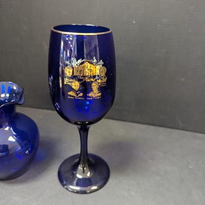 Cobalt Blue Bud Vase Ruffle Rim The Alamo Souvenir Glass Mosser Glass Robin In Tree Cup