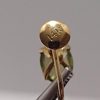 14 Karat Yellow Gold and Peridot Screw Back Earrings (#25)