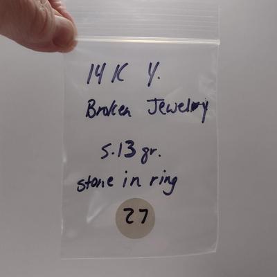14 Karat Yellow Gold Jewelry- Broken/Incomplete- Approx Total Weight 5.13 Grams (#27)