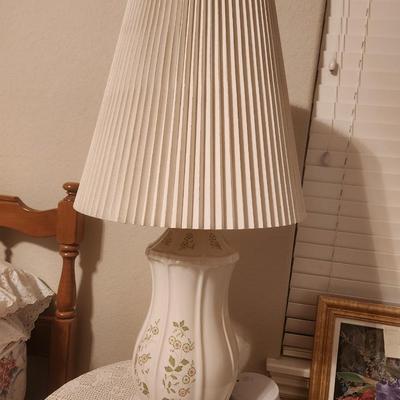 White Lamps w/ Green and Pink Floral Pattern