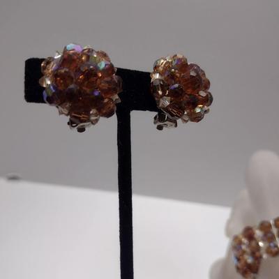 Aurora Borealis Cuff Bracelet and Clip-Back Earrings (#29)