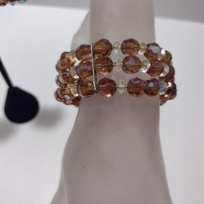 Aurora Borealis Cuff Bracelet and Clip-Back Earrings (#29)