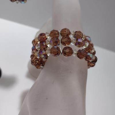 Aurora Borealis Cuff Bracelet and Clip-Back Earrings (#29)