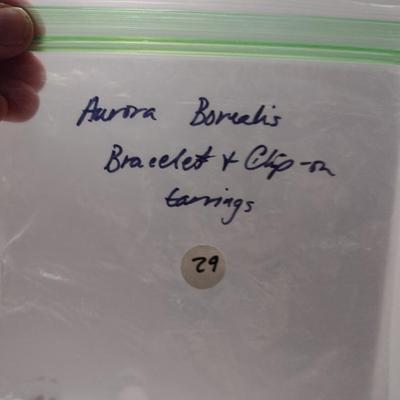 Aurora Borealis Cuff Bracelet and Clip-Back Earrings (#29)