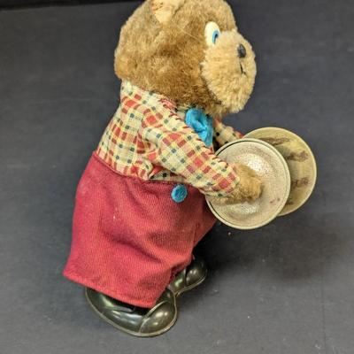 Vintage Wind Up Mechanical Bear Playing The Cymbals & Wind Up Puppy - They Do Not Work