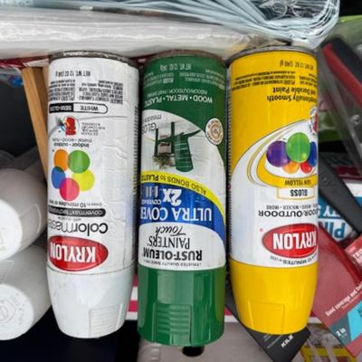 HAND TRUCK AND TUB WITH PAINT SUPPLIES