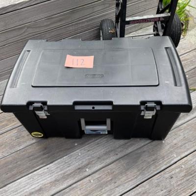 HAND TRUCK AND TUB WITH PAINT SUPPLIES