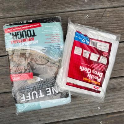 HAND TRUCK AND TUB WITH PAINT SUPPLIES