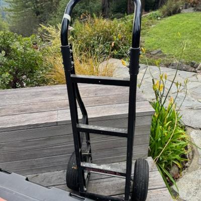 HAND TRUCK AND TUB WITH PAINT SUPPLIES