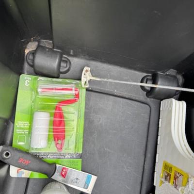 HAND TRUCK AND TUB WITH PAINT SUPPLIES