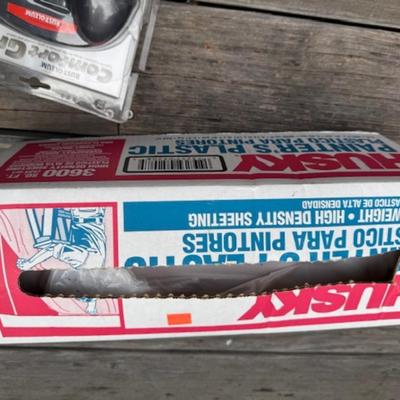 HAND TRUCK AND TUB WITH PAINT SUPPLIES