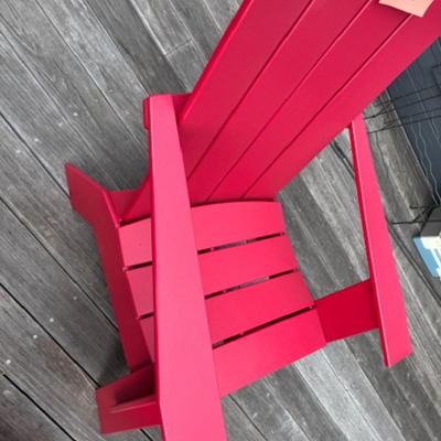 TWO ADIRONDACK CHAIRS AND ONE TABLE