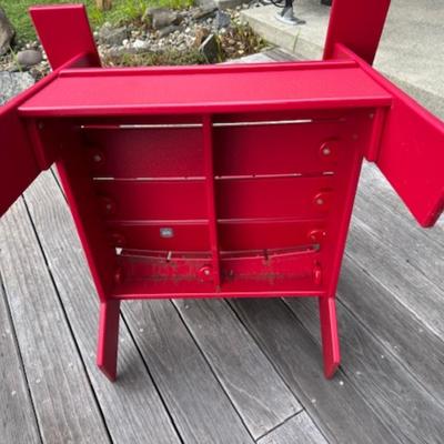 TWO ADIRONDACK CHAIRS AND ONE TABLE