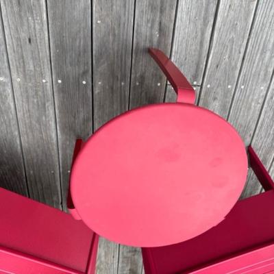 TWO ADIRONDACK CHAIRS AND ONE TABLE