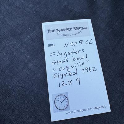 Mid 1950s Swedish glass Vase centerpiece bowl Green White overlay