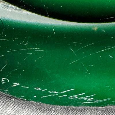 Mid 1950s Swedish glass Vase centerpiece bowl Green White overlay