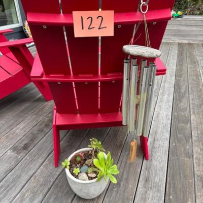 OUTDOOR SMALL PLANT AND WIND CHIME