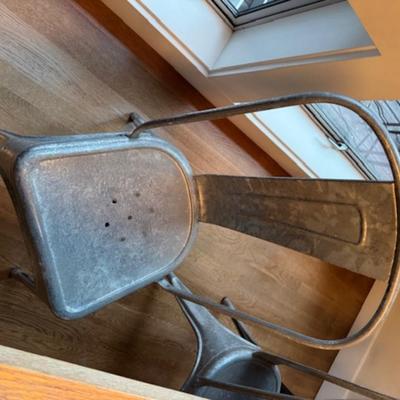 WEATHERED OAK DINING TABLE, BENCH AND CHAIRS