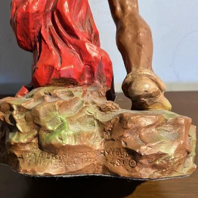 1976 Universal Statuary Native American Warrior Statue #481 – 14.5" Tall Hand-Painted Figurine