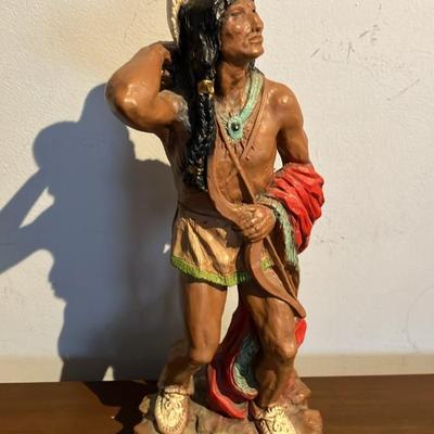 1976 Universal Statuary Native American Warrior Statue #481 – 14.5" Tall Hand-Painted Figurine