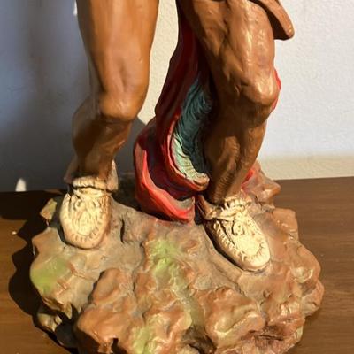 1976 Universal Statuary Native American Warrior Statue #481 – 14.5" Tall Hand-Painted Figurine