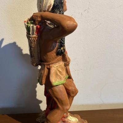 1976 Universal Statuary Native American Warrior Statue #481 – 14.5" Tall Hand-Painted Figurine