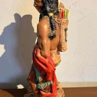 1976 Universal Statuary Native American Warrior Statue #481 – 14.5" Tall Hand-Painted Figurine
