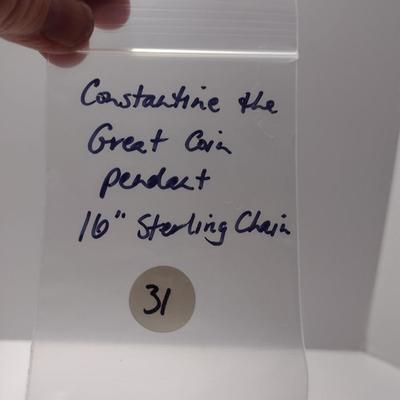 Constantine the Great Coin Pendant on 16" Sterling Silver Necklace (#31)