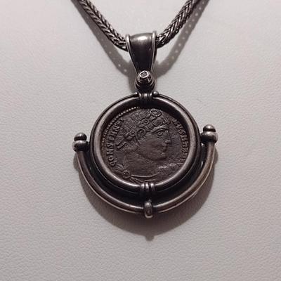 Constantine the Great Coin Pendant on 16" Sterling Silver Necklace (#31)