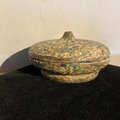 Antique Style Chinese Bronze Ritual Food Vessel Dou with Lid - Warring States Inspired, 4" across