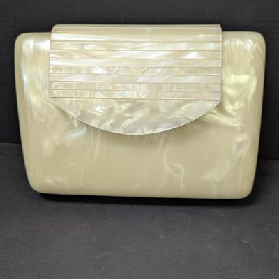 White Lucite Vintage Clutch Purse