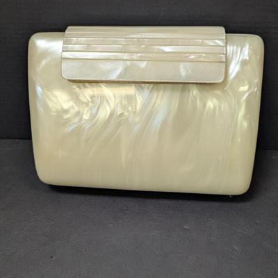 White Lucite Vintage Clutch Purse