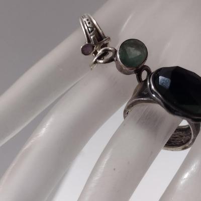 Sterling Silver Rings- Sizes 8 1/2 and 7 3/4- Approx Total Weight 21.42 Grams (#32)