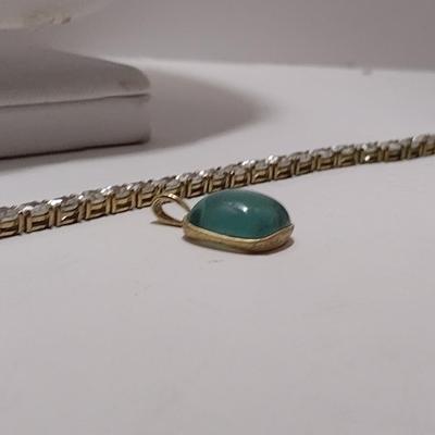 Collection of Gold Toned Sterling Silver Jewelry- Necklaces, Pendant, Tennis Bracelet (#33)