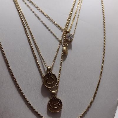 Collection of Gold Toned Sterling Silver Jewelry- Necklaces, Pendant, Tennis Bracelet (#33)