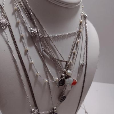 Collection of Sterling Silver Jewelry- Necklaces, Pendants, Bracelets (#34)