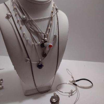 Collection of Sterling Silver Jewelry- Necklaces, Pendants, Bracelets (#34)